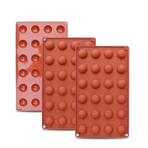 GEFIRE 3 Stück Halbrunde Schokoladenformen mit 24 Vertiefungen, Pralinenform Silikon,Bonbonform,Antihaft-schokoladenformen,Mini-Schokoladenformen für Schokolade, Kuchen, Gelee, Kuppelmousse GEFIRE 3 Stück Halbrunde Schokoladenformen mit 24 Vertiefungen, Pralinenform Silikon,Bonbonform,Antihaft-schokoladenformen,Mini-Schokoladenformen für Schokolade, Kuchen, Gelee, Kuppelmousse von GEFIRE