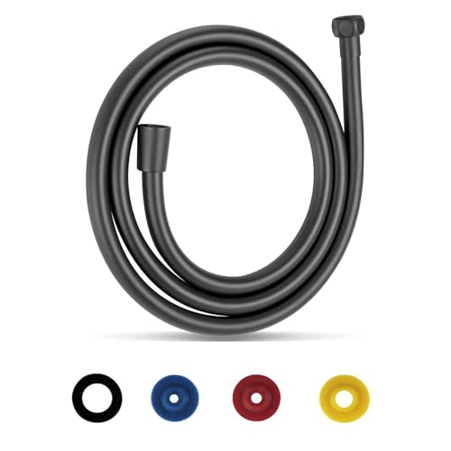 GEFIRE Schwarz Duschschlauch 2M/79In Brauseschlauch PVC Duschschläuche Brauseschlauch Handbrause Schlauch, Duschschlauch für Brause- Oder Bidetbrause (Mit Dusche Durchflussbegrenzer) von GEFIRE