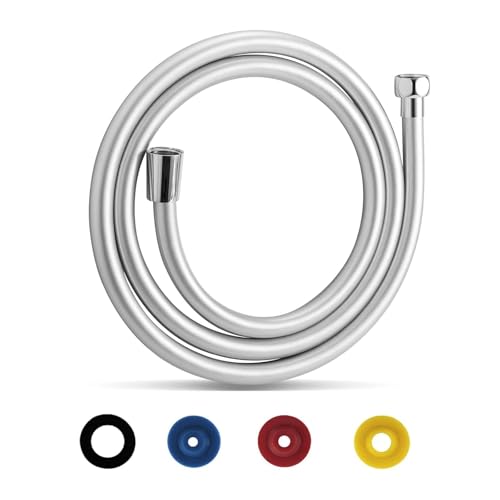 GEFIRE Silber Duschschlauch 2M/79In Brauseschlauch PVC Duschschläuche Brauseschlauch Handbrause Schlauch Duschschlauch für Brause- Oder Bidetbrause (Mit Dusche Durchflussbegrenzer) von GEFIRE
