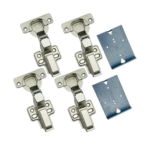 GEFONG 105 Grad Innenanschlag Soft Close Hydraulische Scharniere 35 mm mit Stoßdämpfer Dämpfung Stummes Scharnier für Garderobe Kleiderschrank Tür Küchenschranktür 4 Stück von GEFONG