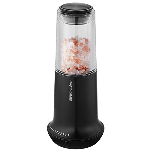GEFU X‑PLOSION® M Salz/Pfeffermühle schwarz | CYCLONE® Keramik, 14‑fach Mahlstufen, luftdichter Deckel, kompakte Größe für Küche & Tisch von GEFU