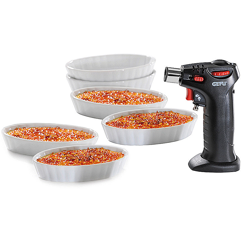 GEFU Creme Brulee Set CARMELLO bestehend aus: Art.-Nr. 35360 und Creme Brulee Schälchen (Set 6 Stück) von GEFU