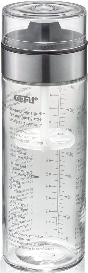 GEFU Dressing Shaker MIX, Glas, Kunststoff, Doppelskala (ml/oz), auslaufsicher, 350 ml von GEFU