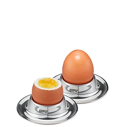 GEFU Eierbecher OVO, 2 Stück – Eierhalter, rund, stapelbar, Eier, Becher, Eierständer, aus Edelstahl von GEFU