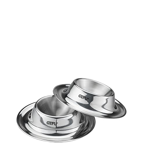 GEFU Eierbecher OVO – 2er-Set Edelstahl Eierhalter | Stapelbar, Spülmaschinengeeignet & Mit Löffelablage | Perfekt für Frühstück & Brunch von GEFU