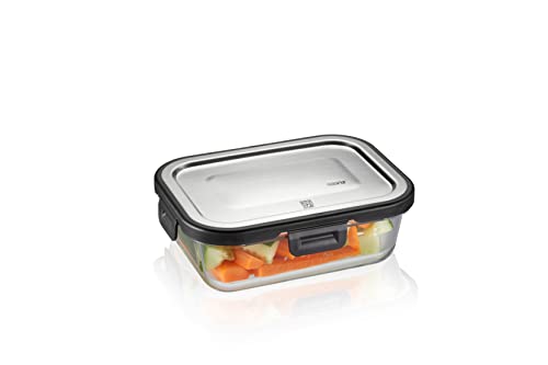 GEFU Frischhaltedose Milo - Smarte Lunchbox mit Frische- & Vorratskontrolle per App, aus Glas mit Silikonverdichtung & Klick-Verschluss, Lebensmittelbehälter, Tupperdose, 600 ml, rechteckig von GEFU