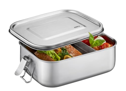 GEFU Lunchbox ENDURE Klein – 1000 ml Edelstahl Brotdose mit Trennsteg | Auslaufsichere, Luftdichte Bento Box im Retrodesign für Schule, Büro und Unterwegs GEFU Lunchbox ENDURE Klein – 1000 ml Edelstahl Brotdose mit Trennsteg | Auslaufsichere, Luftdichte Bento Box im Retrodesign für Schule, Büro und Unterwegs von GEFU