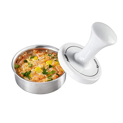 GEFU Party Burgerpresse SPARK 15400, Hamburger-Presse Edelstahl klein Ø 7,8 cm 60 g Patties, Gemüseburger, Patty Maker von GEFU