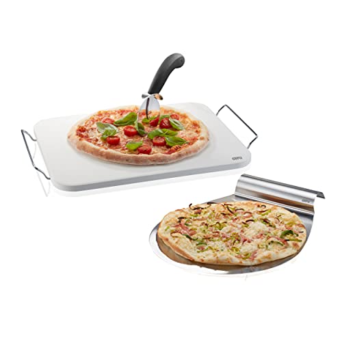 Gefu Set: Pizzastein Darioso mit Gestell + Pizzaschneider + Pizza-Schieber von GEFU