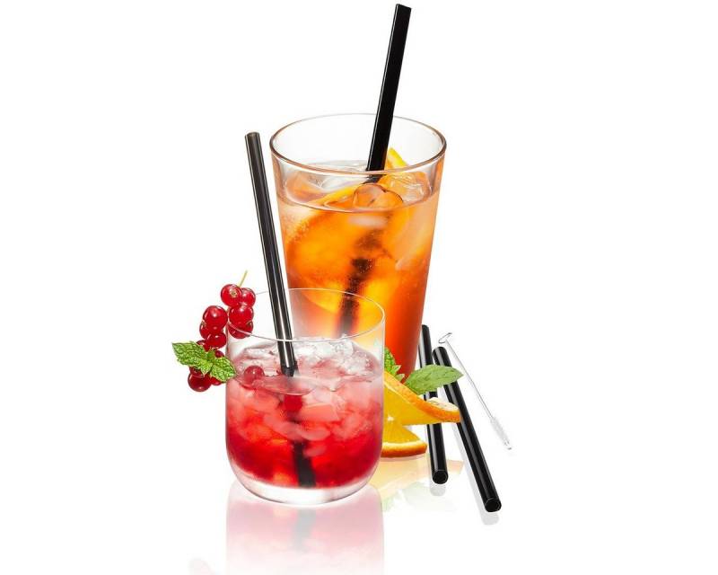 GEFU Trinkhalme Glastrinkhalm FUTURE Glas 4er Set Schwarz 18 Cm Tr von GEFU