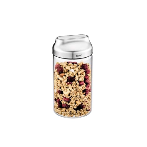 GEFU Vorratsdose KIPPO 1000 ml | Glasbehälter mit Kippdeckel & Aromaschutz | Luftdicht, ideal zum Dosieren von Zucker, Mehl, Müsli, Nudeln, Trockenware von GEFU
