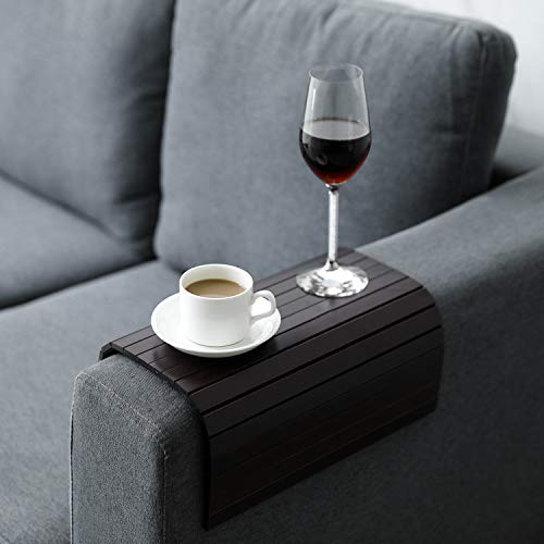 Armtablett aus Holz Flexibel faltbares Sofa-Tablett Couchtisch Ideal für Getränke, Snacks, Fernbedienung oder Telefon. Tolles Armablett für Couch Armlehne. von GEHE
