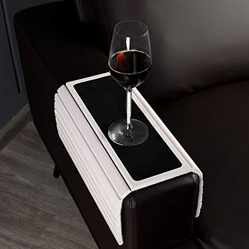 GEHE Sofa-Arm-Tablett, Tisch für Couch, flexibel/faltbar, Sofatablett, Coucharmtisch, perfekt für Getränke, Snacks, Fernbedienung oder Telefon, tolles Armtablett für Couch Armlehne (weiß) von GEHE