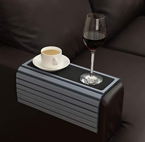 GEHE Sofa Arm Tray Table for Couch Flexible/Foldable Sofa Tray Couch arm Table Perfect for Drinks Snacks Remote Control or Phone Great arm Tray for Couch armrest (Grey) von GEHE
