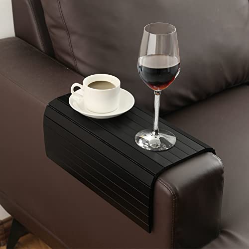 GEHE Sofa Armablage Tisch für Couch Flexibel faltbar Sofa Tablett Couch Arm Tisch Perfekt für Getränke, Snacks Fernbedienung oder Telefon Großartiges Armtablett für Couch Armlehne Mahagon von GEHE