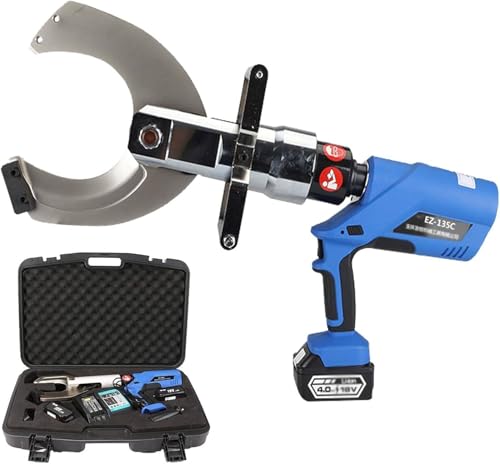 Leistungsstarker hydraulischer Kabelschneider mit 2 herausnehmbaren 18-V-4000-mAh-Akkus – elektrischer Drahtschneider,elektrischer Ratschenkabelschneider,für Kupfer und Aluminiumkabel,EZ-65C von GEHPYYDS
