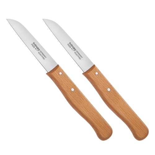 GEHRING Solingen Look Gemüsemesser Set I 8 cm Klingenlänge I rostfreier Edelstahl I ergonomischer Buchenholzgriff mit Stiftnieten I Schälmesser I Küchenmesser I Made in Germany von GEHRING