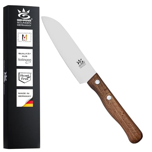 GEHRING Solingen Look Santokumesser I 11 cm Klingenlänge I rostfreier Edelstahl I ergonomischer Buchenholzgriff I Küchenmesser I Kochmesser I Made in Germany GEHRING Solingen Look Santokumesser I 11 cm Klingenlänge I rostfreier Edelstahl I ergonomischer Buchenholzgriff I Küchenmesser I Kochmesser I Made in Germany von GEHRING