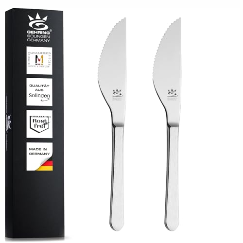 GEHRING Solingen Satino Pizza Messer 2 Stück I 11 cm Klingenlänge I grober Wellenschliff I Pizzamesser Edelstahl 2er Set I Made in Germany I spülmaschinengeeignet von GEHRING