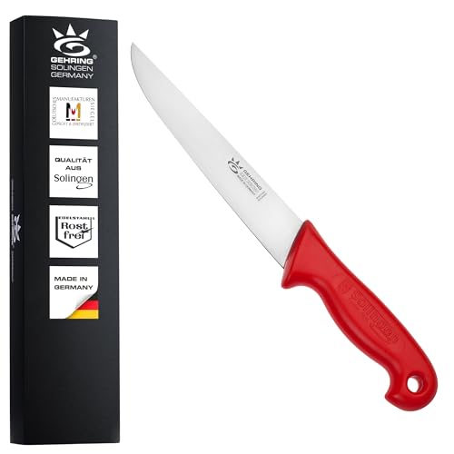 GEHRING Solingen Stechmesser 17 cm I Professionelles Metzgermesser aus rostfreiem Edelstahl I ergonomischer Kunststoffgriff rot I Schlachtermesser I Fleischmesser I Made in Germany GEHRING Solingen Stechmesser 17 cm I Professionelles Metzgermesser aus rostfreiem Edelstahl I ergonomischer Kunststoffgriff rot I Schlachtermesser I Fleischmesser I Made in Germany von GEHRING