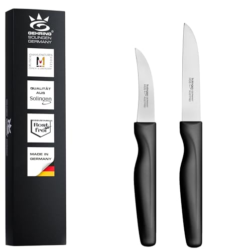 GEHRING Solingen Wave Gemüsemesser und Schälmesser 2er Set I rostfreier Edelstahl I ergonomischer Kunststoffgriff I 2-teiliges Messer Set I Küchenmesser I Made in Germany von GEHRING
