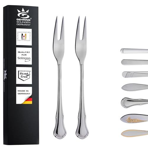 Gehring Solingen Chippendale Aufschnittgabel 2er Set I Serviergabel I Besteck aus Edelstahl 18/10 I Vorlegegabel I spülmaschinengeeignet I Made in Germany von GEHRING