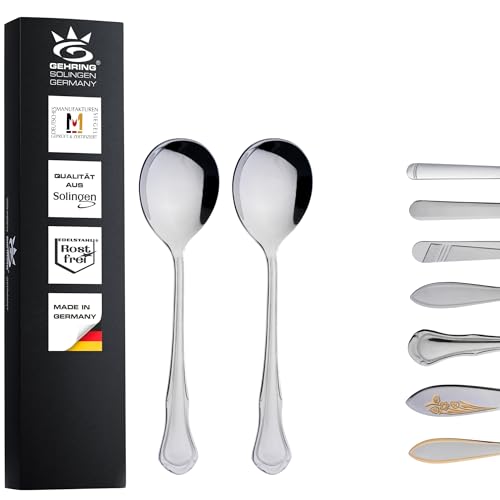 Gehring Solingen Chippendale Sahnelöffel 2er Set I Edelstahl Besteck I Löffel Set I kleiner Vorlegelöffel I spülmaschinengeeignet I Made in Germany von GEHRING