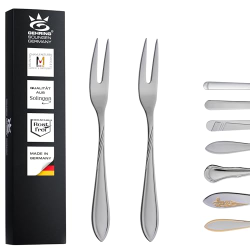 Gehring Solingen Focus Aufschnittgabel 2er Set I Serviergabel I Besteck aus Edelstahl 18/10 I Vorlegegabel I spülmaschinengeeignet I Made in Germany von GEHRING