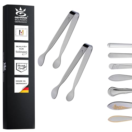 Gehring Solingen Focus Zuckerzange 2er Set I Servierzange für Candybar I Mini Zuckerzange Edelstahl I Eiswürfelzange I spülmaschinengeeignet I Made in Germany von GEHRING