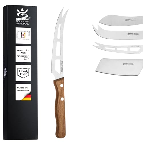 Gehring Solingen Weichkäsemesser Serie Look I ergonomischer Buchenholzgriff I Käse Messer I rostfreier Edelstahl I Käse Besteck I Made in Germany von GEHRING