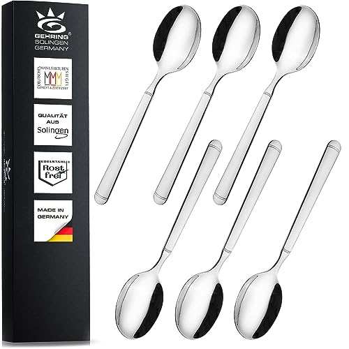 SOLINGEN| Gehring Dessertlöffel 6 teiliges Set, Müslilöffel aus Edelstahl 18/10 | Made in Germany, Set für 6 Personen von GEHRING