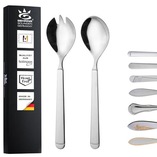 SOLINGEN| Gehring Salatbesteck 2 teiliges Set, Salatlöffel und Salatgabel aus Edelstahl 18/10 | Made in Germany von GEHRING