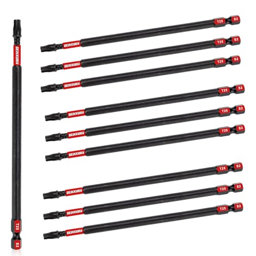 GEINXURN 10 Stück T25 Schlagfester Schrauberbitsatz 150mm Länge Stark Magnetisch #25 Torx Schrauber bit 1/4 zoll Sechskantschaft Antriebsbits, S2 Legierter Stahl T25 Schraubendreher Bits Set von GEINXURN