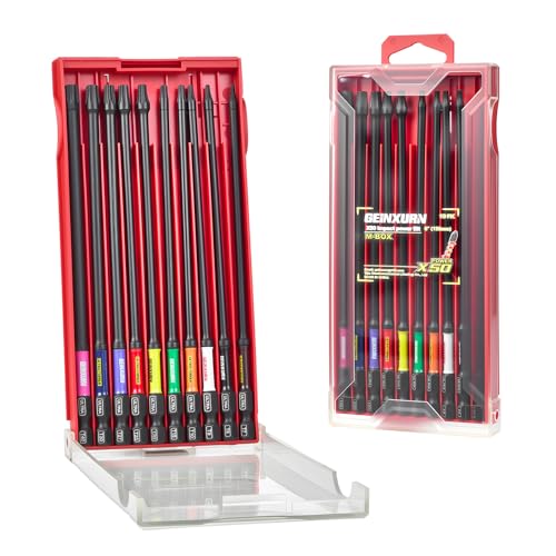 GEINXURN 10tlg. Torx T7-T40 Schrauber Bit Set, Schlagfester Magnetische 150mm Lange Bits, 1/4 Zoll Sechskantschaft S2 Legierter Stahl Schrauberbitsatz mit Aufbewahrungsbox von GEINXURN