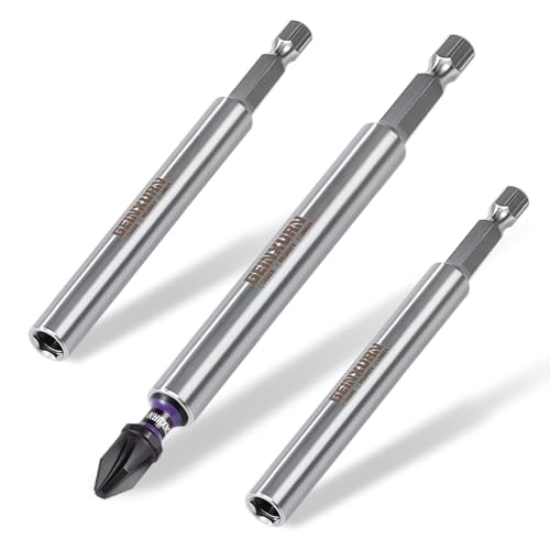 GEINXURN 3 Stücke Edelstahl 100mm lang Bit Halter Magnetisch Set Schnellwechsel Universell Verlängerung Bithalter für Schraubendreher 1/4” Sechskantschaft mit 1tlg. 25mm PZ2 Bit GEINXURN 3 Stücke Edelstahl 100mm lang Bit Halter Magnetisch Set Schnellwechsel Universell Verlängerung Bithalter für Schraubendreher 1/4” Sechskantschaft mit 1tlg. 25mm PZ2 Bit von GEINXURN