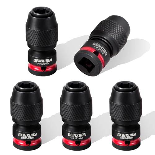 GEINXURN 5 Stücke Stecknuss-Adapter 1/4 Vierkantantantrieb auf 1/4 Sechskantschaft, Bit Adapter Schnellverschluss Schlagschrauber Nüsse für Schlagratschenschlüssel Schraubendreher Bit-Halter GEINXURN 5 Stücke Stecknuss-Adapter 1/4 Vierkantantantrieb auf 1/4 Sechskantschaft, Bit Adapter Schnellverschluss Schlagschrauber Nüsse für Schlagratschenschlüssel Schraubendreher Bit-Halter von GEINXURN