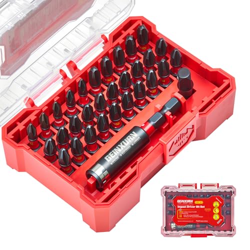 Geinxurn 32tlg. Schlagfester Schraubendreher Bits Set Kreuzschlitz Phillipes 25mm PH1 PH2 PH3 Bitsatz S2-Stahl Magnetische 1/4” Sechskantschaft, inkl. Bit-Halter mit Rot Aufbewahrungsbox Geinxurn 32tlg. Schlagfester Schraubendreher Bits Set Kreuzschlitz Phillipes 25mm PH1 PH2 PH3 Bitsatz S2-Stahl Magnetische 1/4” Sechskantschaft, inkl. Bit-Halter mit Rot Aufbewahrungsbox von GEINXURN