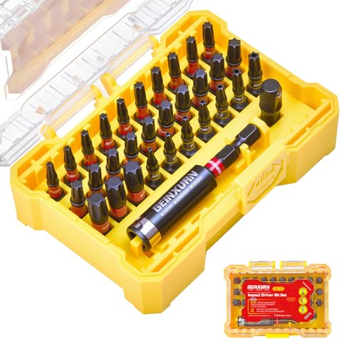 Geinxurn 32tlg. Schlagfester Schraubendreher Torx Bits Set, Bitsatz Torx mit Loch S2-Stahl Magnetische 1/4 zoll Sechskantschaft, inkl. Bit-Halter Stecknuss-Adapter mit Gelb Aufbewahrungsbox Geinxurn 32tlg. Schlagfester Schraubendreher Torx Bits Set, Bitsatz Torx mit Loch S2-Stahl Magnetische 1/4 zoll Sechskantschaft, inkl. Bit-Halter Stecknuss-Adapter mit Gelb Aufbewahrungsbox von GEINXURN