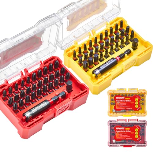 Geinxurn 64tlg. Schlagfester Schraubendreher Bits Set (Torx, Kreuzschlitz, Pozidriv), S2-Stahl Magnetische 1/4 zoll Sechskantschaft Bitsatz, inkl. Bit-Halter Stecknuss-Adapter mit Aufbewahrungsbox von GEINXURN