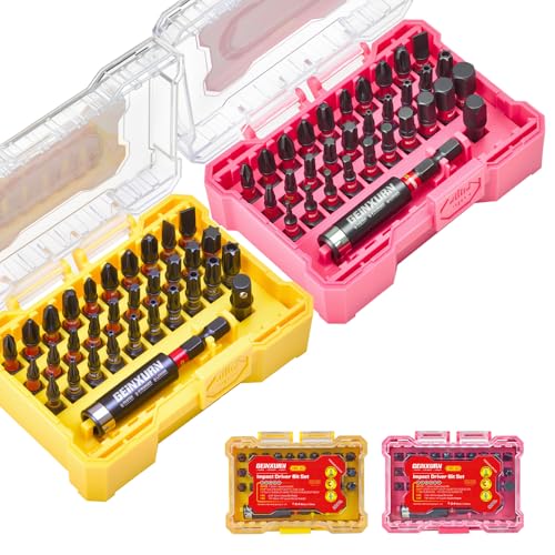 Geinxurn 64tlg. Schlagfester Schrauber Bits Set Torx/Kreuzschlitz/Pozidriv Torx mit Loch Bitsatz Magnetische S2-Stahl 1/4 zoll Sechskantschaft, inkl. Bit-Halter Stecknuss-Adapter mit Aufbewahrungsbox von GEINXURN