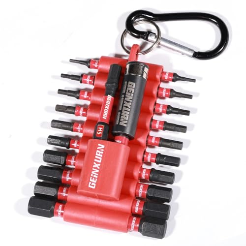 Geinxurn Hex Schraubendreher Bit Set 22 Stück, H1.5-H8 S2 Stahl Magnetische 1/4" Sechskantschaft Sechskant Schlagfester Schrauberbitsatz mit Bit-Halter und Aufbewahrungsbox von GEINXURN
