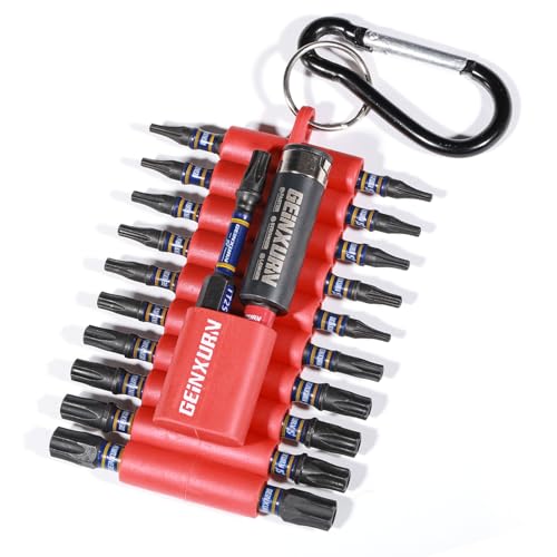 Geinxurn Sicherheits-Torx Schrauber Bit Set 22 Stück,TT7-TT40 S2 Stahl Magnetische 1/4 Zoll Sechskantschaft Schlagfester Sternschraubenzieher Bitsatz mit Bit-Halter und Aufbewahrungsbox von GEINXURN