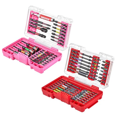 Geinxurn Schlagschrauber-Bit-Set, magnetisch, S2-Stahl, 2,5 cm, Kreuzschlitz, Vierkant, Torx, Schlitz, Bithalter und Steckschlüssel-Adapter mit Aufbewahrungsbox, 66-teilig von GEINXURN