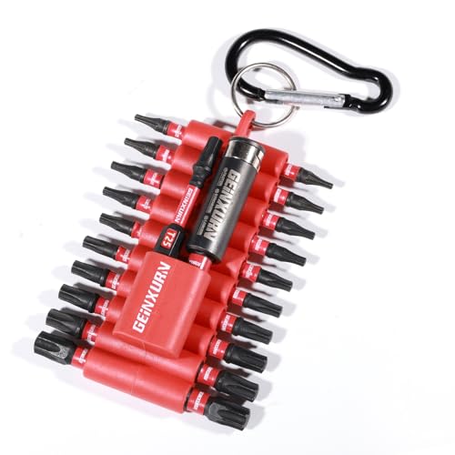 Geinxurn Torx Schrauber Bit Set 22 Stück, T7-T40 S2 Stahl Magnetische 1/4 Zoll Sechskantschaft Schlagfester Sternschraubenzieher Bitsatz mit Bit-Halter und Aufbewahrungsbox von GEINXURN