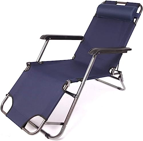 GEIRONV Outdoor-Sonnenliegestuhl, multifunktionaler Mittagsstuhl, tragbarer Strand-Loungestuhl for den Außenbereich, Büro-Erwachsene, einfacher Klappstuhl Liegen (Color : Blue, Size : 60x44cm) von GEIRONV