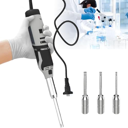 GEJLELDS Labor-Zellgewebe-Homogenisator, 0,5–250 ml, tragbarer Hochgeschwindigkeits-Dispergierhomogenisator, mit 6 mm, 8 mm, 10 mm Arbeitsköpfen und H-förmigem Ständer, 6-Fach einstellbar,Plug-in von GEJLELDS