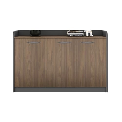 Büroschrank Dreitüriger Büroschrank, niedriger Aktenschrank aus Holz mit Griff, Aufbewahrungsdaten, Zwei Farben erhältlich Schublade(Bruin) von GEK208130