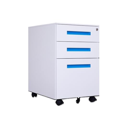 Büroschrank Farbiger mobiler Aktenschrank aus Stahl unter dem Schreibtisch, Dicker Lagerschrank, DREI Schubladen mit Rädern Schublade(Blue) von GEK208130