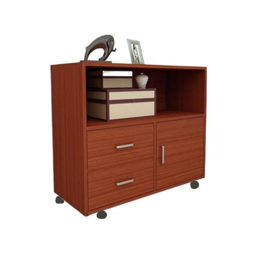 Büroschrank Mobiler niedriger Schrank, Aktenschrank mit verdickter Rückseite, Datenschrank, Büro-Aufbewahrungsschrank, Druckerschrank mit Rollen Schublade(Red) von GEK208130