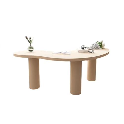 Einfach Moderner minimalistischer Schreibtisch aus massivem Holz, Büroschreibtisch, Bogen, kreativer Computertisch, Designer-Schreibtisch for Zuhause, einförmig Schreiben(Beige,220*80*75cm) von GEK208130